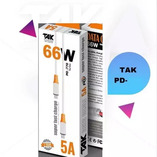 کابل شارژ Type c ck770PD دو سر برند Tak mi turbo
