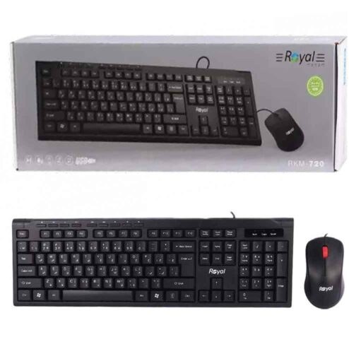 کیبورد و موس سیم دار مدل R-km720 برند ROYAL(رویال)